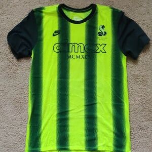 Nike T Shirt Medium Air Max Crew 95 OG Volt Green Black Striped Soccer